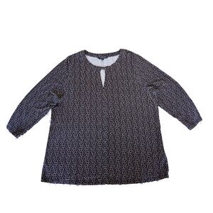 Liverpool Keyhole Neck 3/4 Sleeve Top - Maple, Cadet Blue, Black - Size 1X